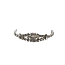 Vintage Silver Tone Clear Rhinestone Bracelet With Elegant Snap Clasp - £13.79 GBP