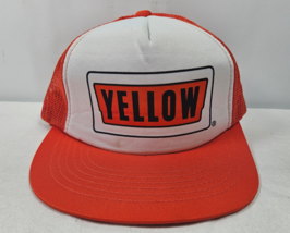 Vintage YELLOW Freight Snapback Trucker Hat Cap Mesh Back Orange YR Headwear II - £11.95 GBP