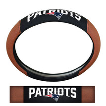New England Patriots Steering Wheel Cover Premium Pigskin Style - $1,155.49 MXN