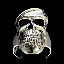 Sterling silver men&#39;s ring Army Officer Skull with Beret Special Forces high pol - £71.11 GBP