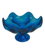 Vtg Viking Compote 6 Petal Epic Bluenique Footed Pedestal Bowl Candy Dis... - $76.97 CAD