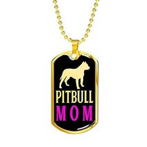 Express Your Love Gifts Pitbull Mama Pink Necklace Stainless Steel or 18k Gold D - £43.75 GBP