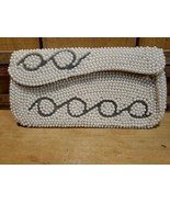 Vintage BonSoir Beaded Evening Bag Clutch White Italian beads Hand Made ... - £23.35 GBP