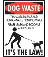 Dog Waste! Please Leash and Scoop Up Aluminum Dog Pooping Sign - 9&quot; x 12&quot; - $18.95