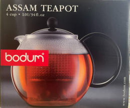 Bodum - 1844 - Assam Teapot French Press Glass Stainless Steel Filter 34 Oz - £39.92 GBP