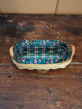 VTG 1998 Longaberger Small 8&quot;x4&quot; Booking Basket Leather Handles Liner Pr... - £9.97 GBP