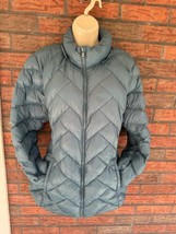 London Fog 90% Down Feather Puffer Coat Large Teal Jacket Full Zip No Hood - $38.95