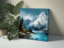 Mountain Lake Oil Painting Landscape Canvas Home Decor Wall Art Scenic Print - £18.94 GBP+