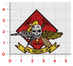 MARINE CORPS 4TH RECON EMBROIDERED PATCH - $39.99