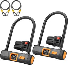 Kemimoto Bike U-Lock With Cable-2, Bicycle U Combination Lock, Bikes Scooters - £53.02 GBP