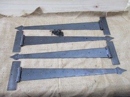 4 HUGE Strap T Hinges 24&quot; Tee Hand Forged Gate Barn Rustic Medieval Iron Large - £109.25 GBP