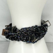 Dark Iridescent Beaded Stretch Bracelet - £5.44 GBP