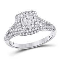 14kt White Gold Womens Baguette Diamond Square Cluster Ring 1 Cttw - £1,270.49 GBP