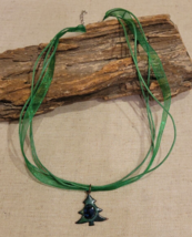 Vintage Enamel Copper Pine Spruce Christmas Tree Blue Green Abstract Pendant - £30.99 GBP