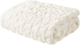 For Beds, Couches, Or Sofas, 50 X 60" Ivory Madison Park Ruched Fur Luxury Throw - £31.95 GBP