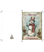 Rustic Snowman Merry Christmas Snow Tree Digital Download Printable Card... - £3.12 GBP