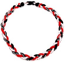 Red Black White Baseball Stitch 3 Rope Tornado Twist Braid Necklace 18&quot; 20&quot; - £7.98 GBP