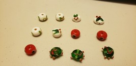 Beads (New) (12) Red, White &amp; Green #32 - £7.67 GBP