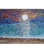 Original Seascape Painting Impressionism Ocean Sunset Monet Van Gogh Sty... - $17.74