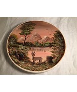 Vintage Plate Hand Painted Deer Scene Ceramic Plate 9-1/4&quot; Collectible P... - £11.54 GBP