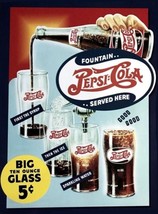 Pepsi-Cola Fountain Served Here Vintage Novelty Sign 16&quot; x 12.5&quot; - £9.38 GBP