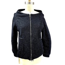 Marc by Marc Jacob&#39;s Black Poly/Wool Boat Neck Jacket Zip-up Black/Silve... - $97.02
