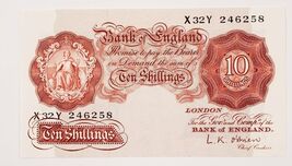 1955 - 60 Great Britain 10 Shillings Note P #368c AU+ Condition - $101.05