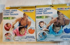 2 New Swim School Fabric Lined Comfort Swim Trainer Aid Vest Pink + Blue... - £16.32 GBP