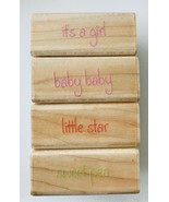 Rubber Stampede 4 Little Stamps Baby Sweet Pea It&#39;s a Girl Little Star S... - £2.73 GBP