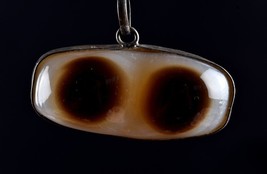 Natural Double evil eye agate  mystic pendant for luck  shaman protection #6182 - £92.62 GBP
