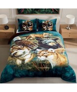 JUNGLE ALL ANIMALS BLANKET  WITH SHERPA VERY SOFTY THICK &amp; WARM 3 PCS KI... - $1,266.76 MXN