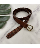 Nordstom Womens Vintage 90s Braided Leather Belt Size L Brown Woven Western - $35.19 CAD