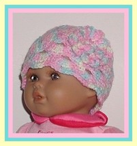 Soft Pastel Colors Preemie Hat Baby Girl Yellow Aqua Blue Pink Flower - £6.83 GBP