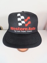 Vintage Western Auto Mesh Snapback Trucker Hat 1980&#39;s Adjustable Red and Black - £13.90 GBP