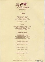 La Rosette Restaurant Menu Monte Carlo 1982 Monaco - £27.99 GBP