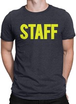 Men&#39;s Staff T-Shirt Front Back Print Tee Event Uniform Screen-Printed Shirt - $7.99+