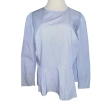 Johnston &amp; Murphy Women Blue Pinstripe Cotton Pullover Blouse Peplum Sma... - $445.76 MXN