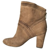 Isola Suede Leather Ankle Boots Laser Cut Brown Block Stacked Heel Women Size 11 - £27.86 GBP