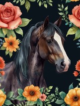 14 Floral Horses Clipart,High Quality PNG and JPGs,Digital Download   - $1.55