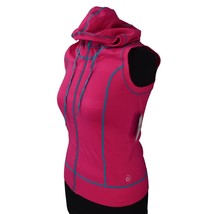 Be Inspired Sleeveless Hoodie Vest Womens L Pink Turquoise Zipper - £19.74 GBP
