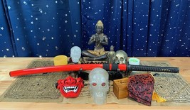 LiDiex, Tibet Blade Crystal Skull w/ Red Zircon Gem Eyes &amp; Oni Spell Katana Wand - £5,004.48 GBP