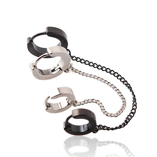 titanium steel hipsters Double ear pierced ear clip personality eardrop ... - £55.65 GBP
