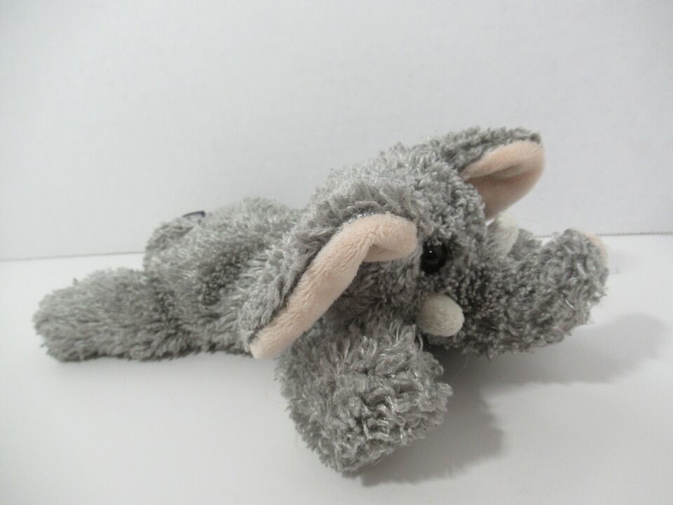 Old Navy plush gray elephant beanbag cream ears lying down stuffed animal - $8.90