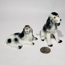 Set of 2 Cocker Spaniel Black White Porcelain Dog Figurines Springer Japan - £13.76 GBP