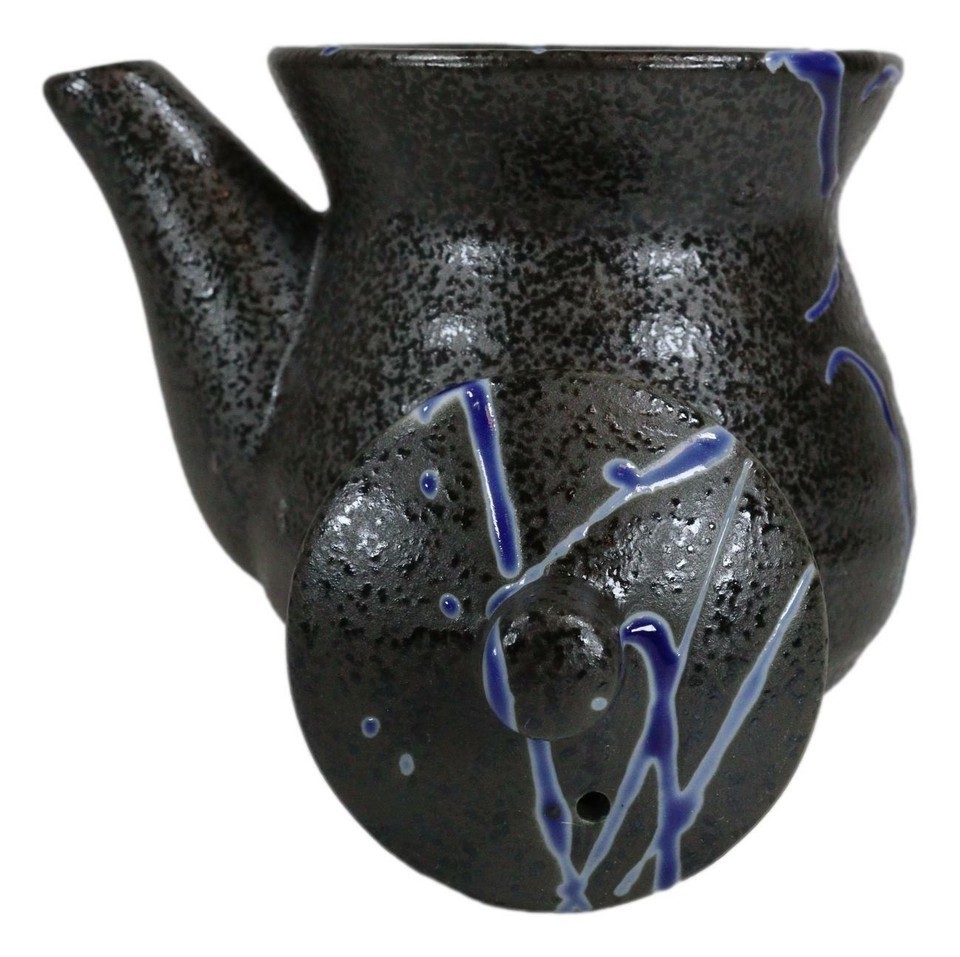 Pack of 2 Speckled Black Blue Japanese Tenmoku Porcelain Soy Sauce Dispensers Item image 3