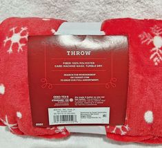 Wondershop Snowflake Printed Plush Throw Blanket Christmas Red/Ivory 50"X60" image 3