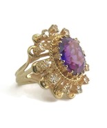 Authenticity Guarantee 
Large Oval Purple Amethyst CZ Cocktail Ring 18K ... - £1,598.58 GBP
