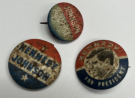 Lot 3 1960 Jfk John F. Kennedy And Lyndon B Johnson Lbj Pin Pinback Button - £11.78 GBP