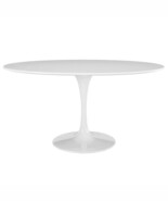 60&quot; Oval White Pedestal Stem Dining Table Lacquered Chip Resistant Wood Top - $18,773.65 MXN
