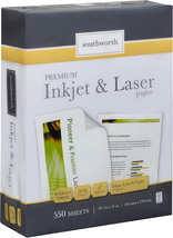 Inkjet &amp; Laser Printer Paper, 8.5" X 11", 28 Lb., Radiant White, 550 She... - $28.56